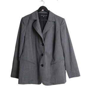 Lafayette 148 New York Blazer Jacket Women's Size 16 Charcoal Stretch Wool Blend